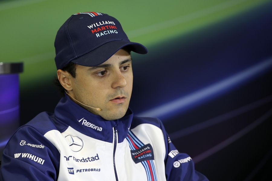 Felipe Massa answers a question from the media