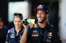 Daniel Ricciardo shoots a video during the autograph session