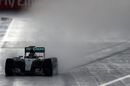 Nico Rosberg on track with a set of wet tyres
