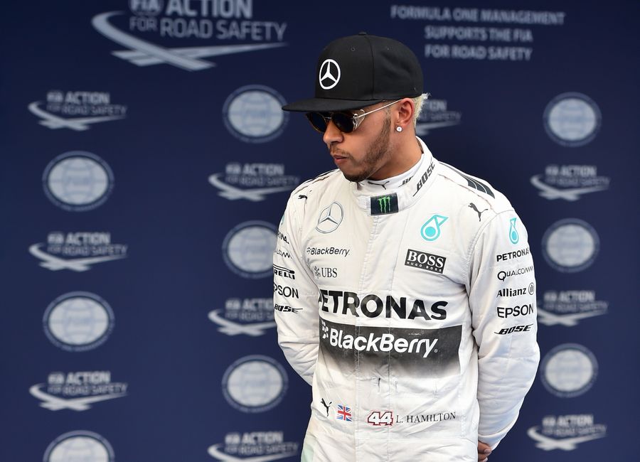 Lewis Hamilton in parc ferme after the qualifying