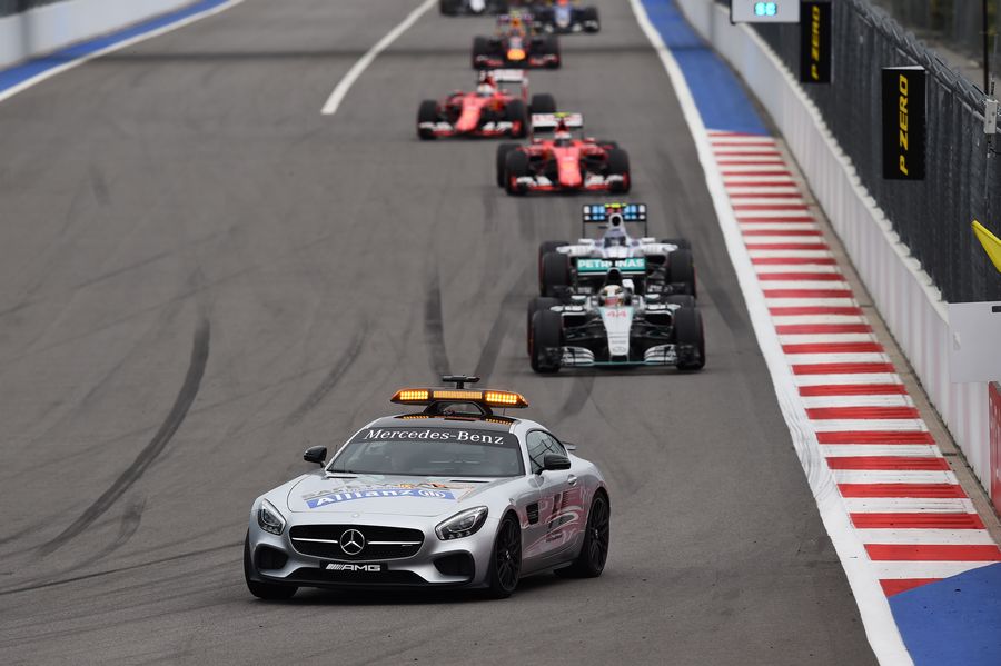 The second safety car period after Romain Grosjean's crash
