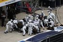 Valtteri Bottas makes his first pit stop during the race