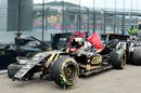 Romain Grosjean's Lotus after crashing out of the race