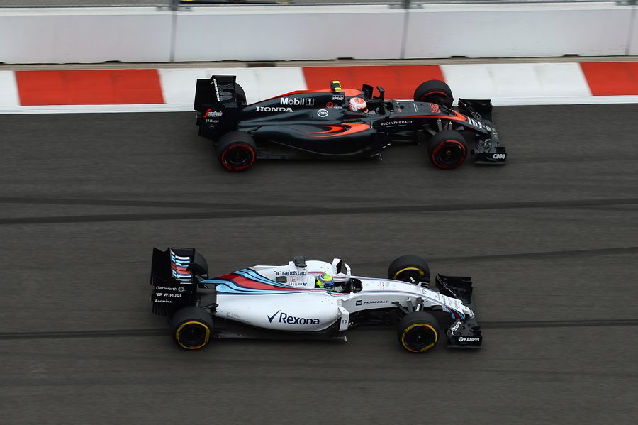 Felipe Massa passes Jenson Button