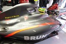 Bruno Senna prepares to leave the garage