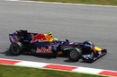 Mark Webber pushes during qualifying