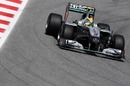 Nico Rosberg presses hard during qualifying