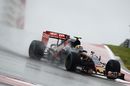 Carlos Sainz goes downhill on full wet tyres