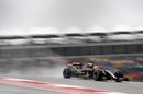 Romain Grosjean on wet track