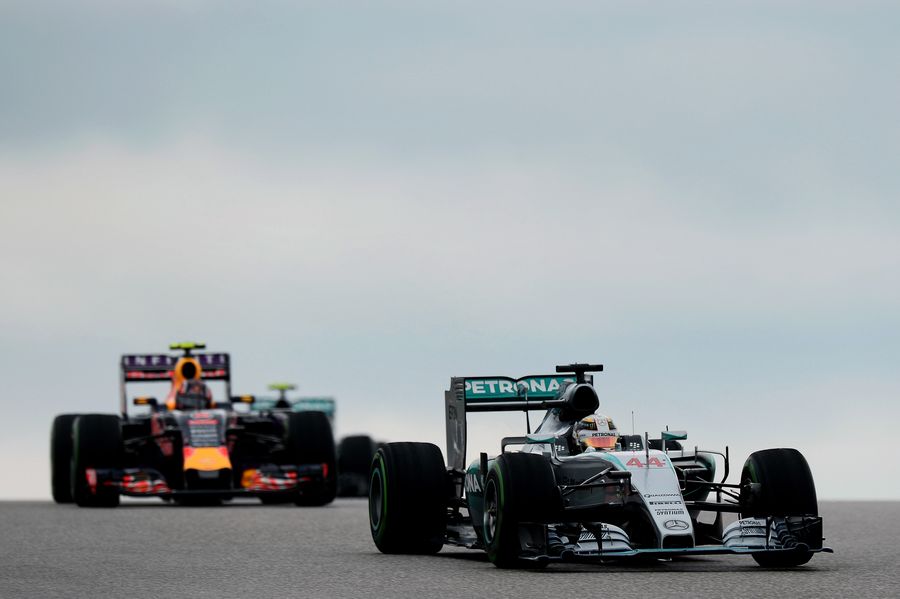 Lewis Hamilton leads Daniil Kvyat and Nico Rosberg