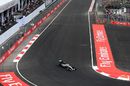 Lewis Hamilton nurses the Mercedes around the track