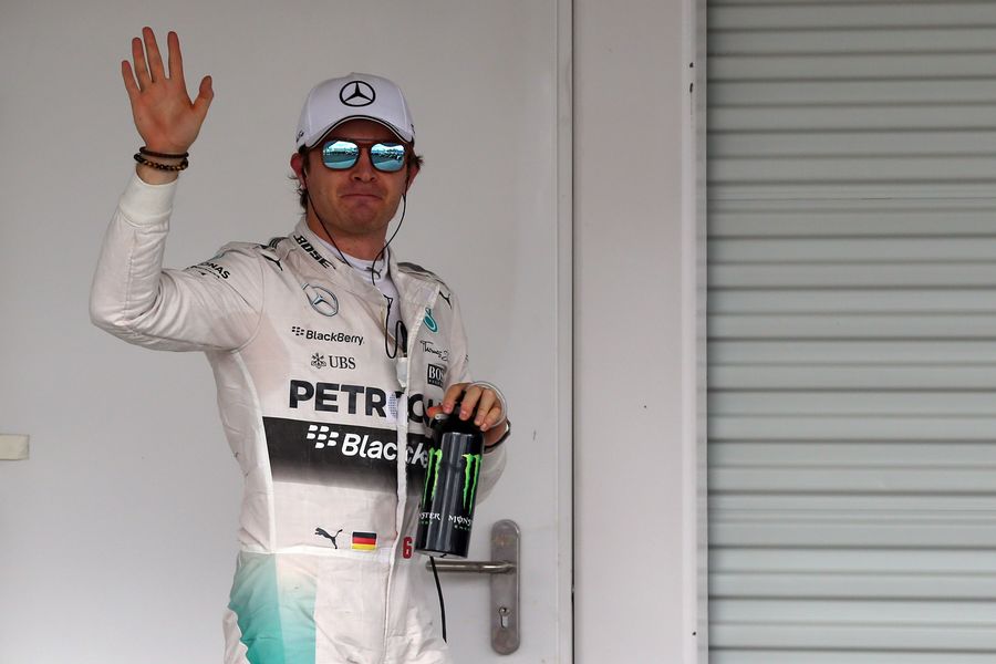 Nico Rosberg celebrates his pole