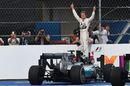 Nico Rosberg celebrates his win after the race