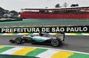Lewis Hamilton hits the apex in the Mercedes