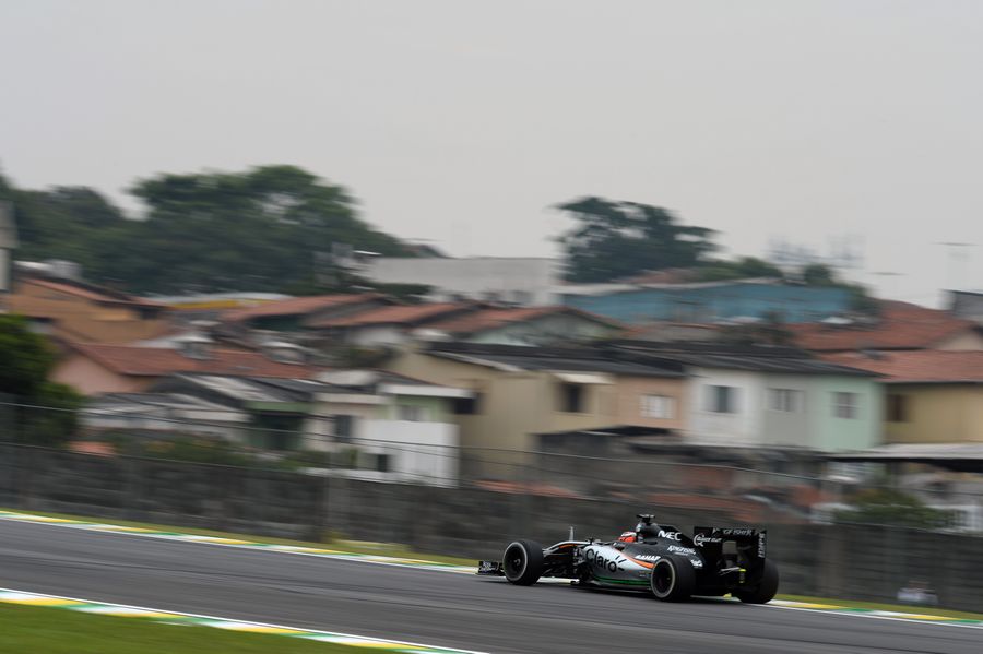 Nico Hulkenberg at speed in the Force India