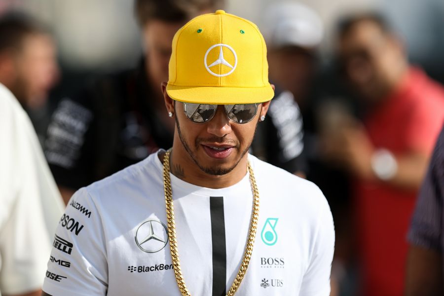 Lewis Hamilton arrives the paddock