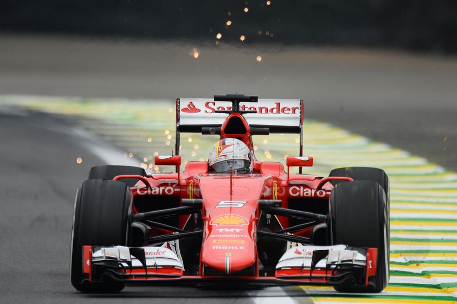 Sebastian Vettel throws up sparks