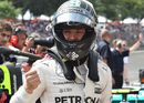 Nico Rosberg celebrates his pole in parc ferme