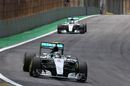 Nico Rosberg leads Lewis Hamilton in the early stage
