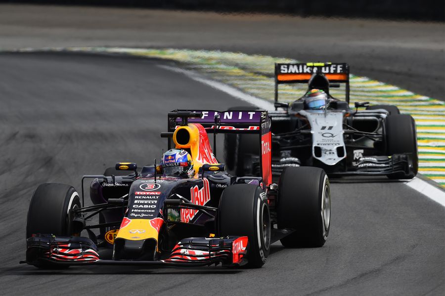 Daniel Ricciardo leads Sergio Perez