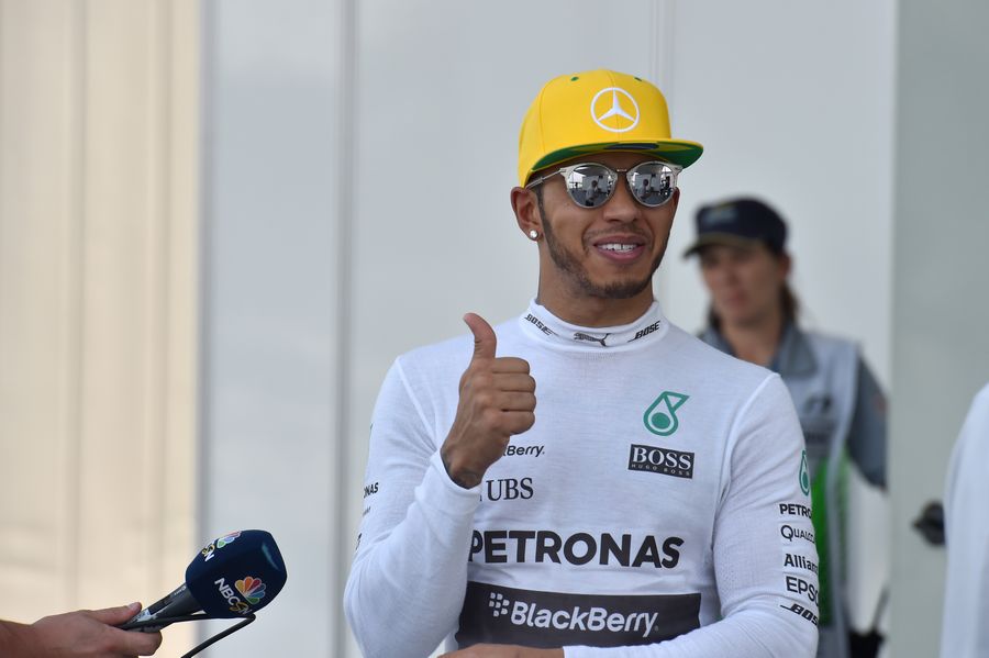 Lewis Hamilton makes a thumbs-up