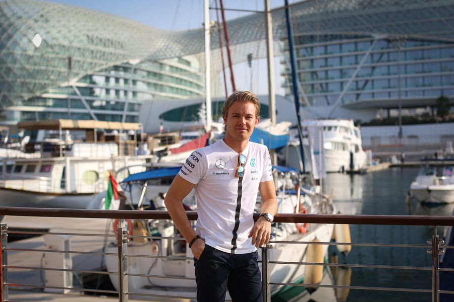 Nico Rosberg poses at Yas Marina