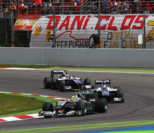 Nico Rosberg heads Rubens Barrichello and Nico Hulkenberg