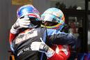 Mark Webber congratulates Fernando Alonso