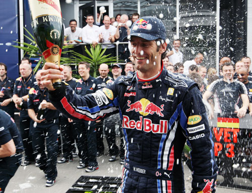 A champagne moment for Mark Webber 