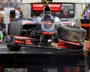 The remains of Lewis Hamilton's McLaren