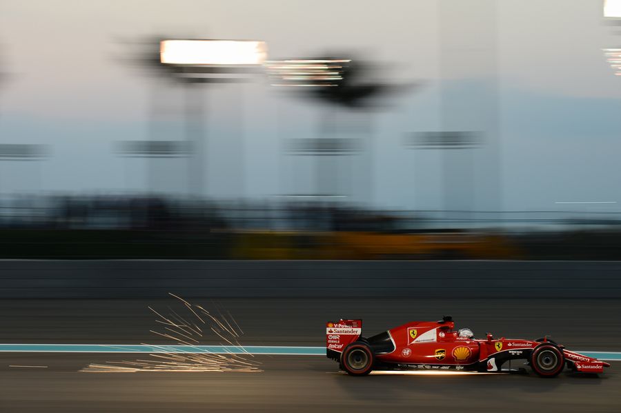 Sebastian Vettel throws up sparks