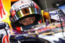Daniil Kvyat sits in the Red Bull cockpit