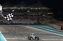 Nico Rosberg takes the chequered flag