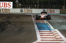 Roberto Merhi runs wide durinng the race