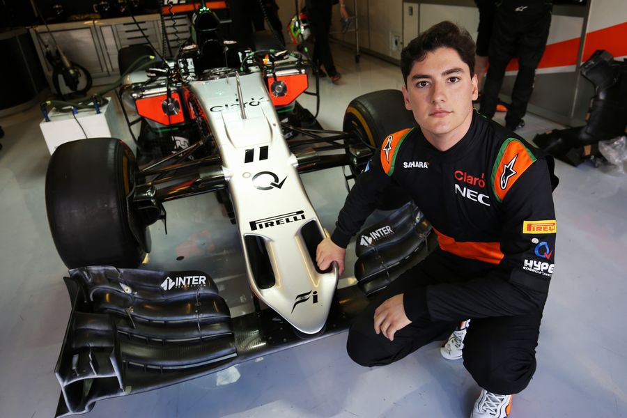 Alfonso Celis poses in the Force India garage