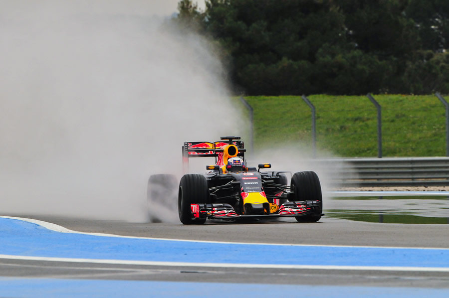 Daniel Ricciardo tops first day of wet weather testing
