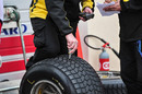 Pirelli engineers check tyre temperature