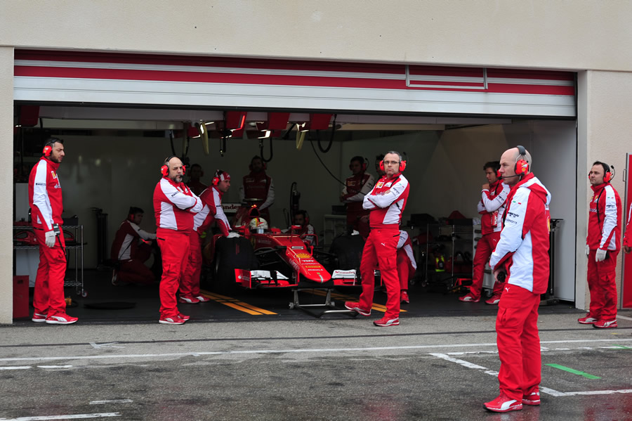 Jock Clear, Ferrari Chief Engineer, watches on the test