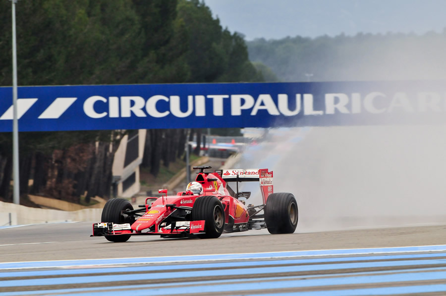 Sebastian Vettel works on the test program for Pirelli