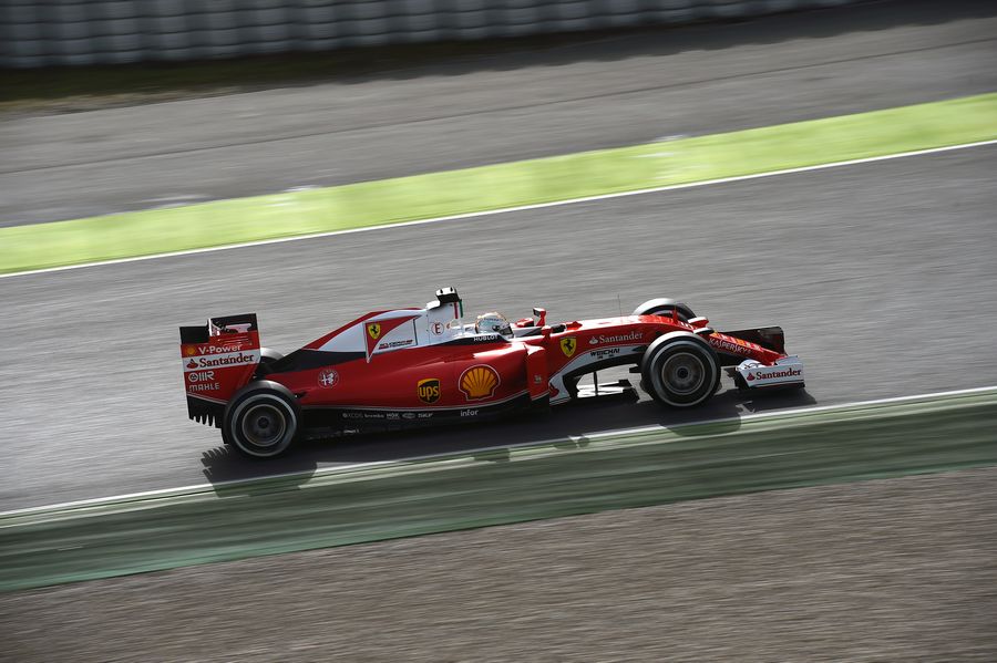 Sebastian Vettel focuses on his program in the Ferrari SF16-H