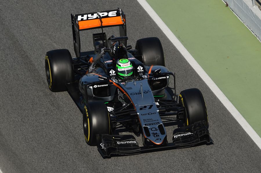 Nico Hulkenberg on track in the Force India VJM09
