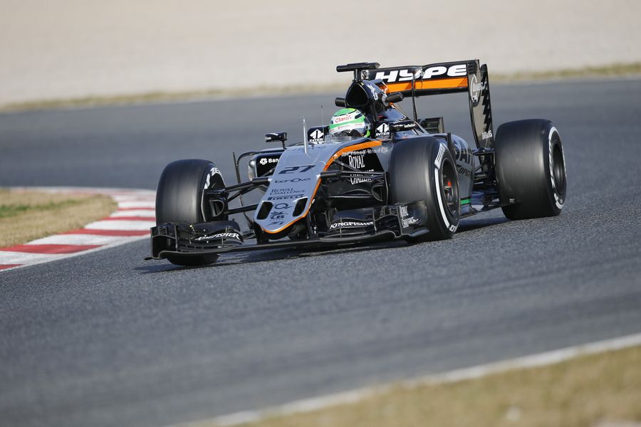 Nico Hulkenberg at speed in the Force India VJM09