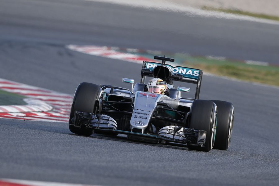 Lewis Hamilton on track in the W07