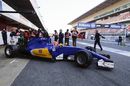 Felipe Nasr leaves the pit in the new C35