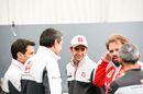 Guenther Steiner and Esteban Gutierrez chat with Gino Rosato