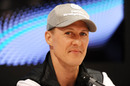 Michael Schumacher attends a press event on Wednesday