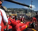 Felipe Massa is pushed back into the pits
