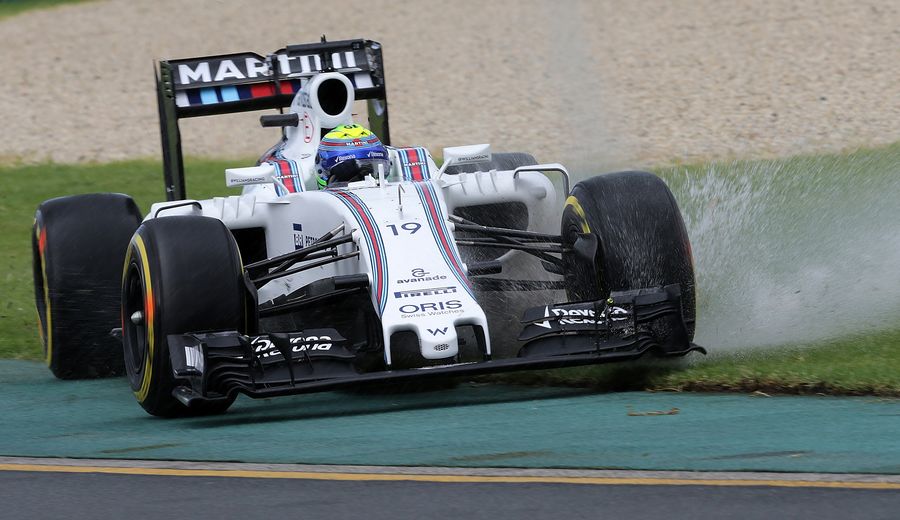 Felipe Massa runs wide druing FP1