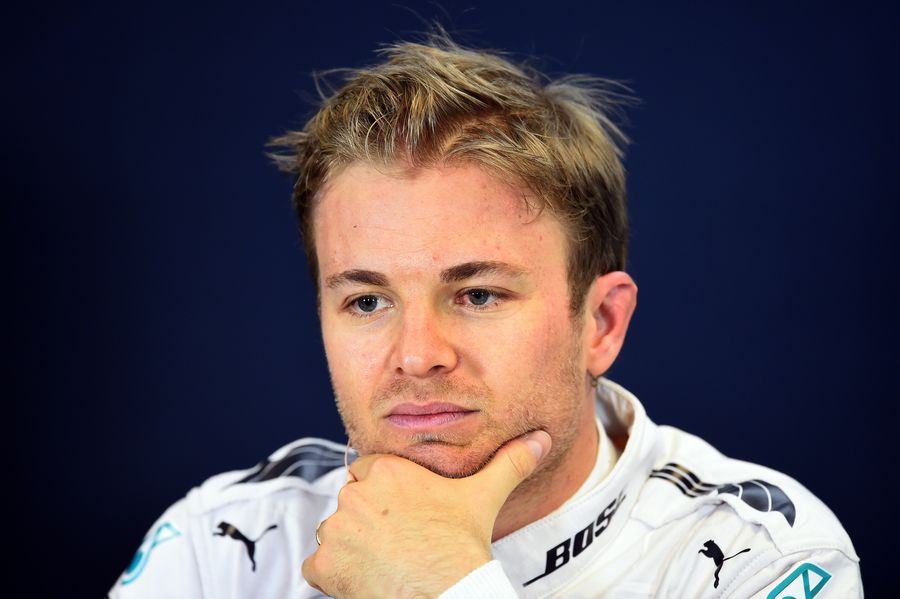 Nico Rosberg looks on during the press conference after qualifying