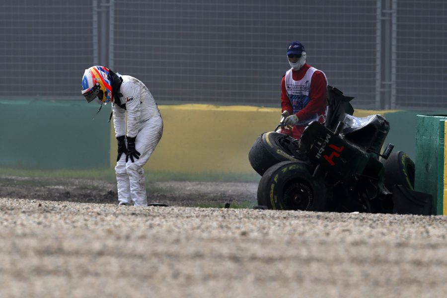 Fernando Alonso after his crash